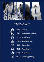 Tagesablauf Poster Hochzeit Letters 50 x 70 cm Poster blau