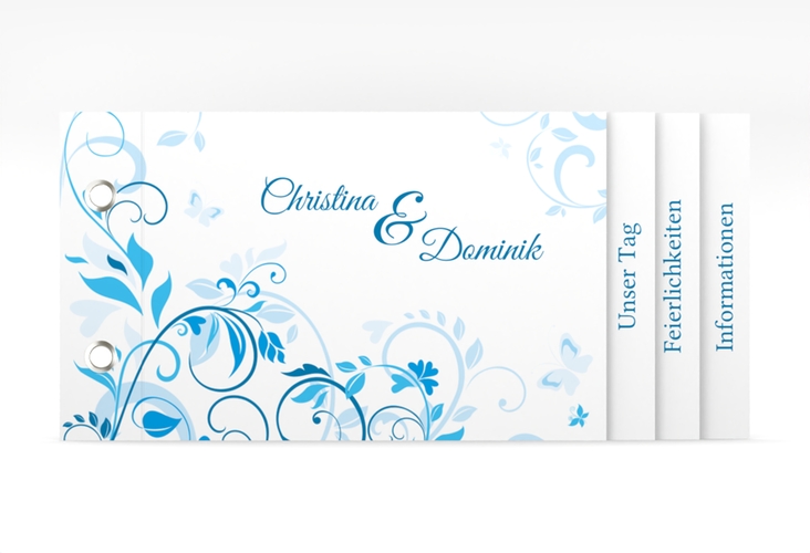 Hochzeitseinladung Lilly Booklet blau hochglanz