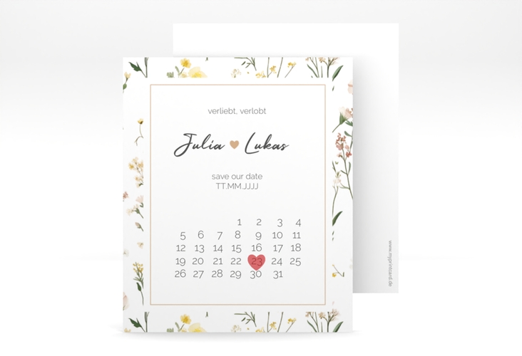 Save the Date-Kalenderblatt Blumenwiese Kalenderblatt-Karte bunt