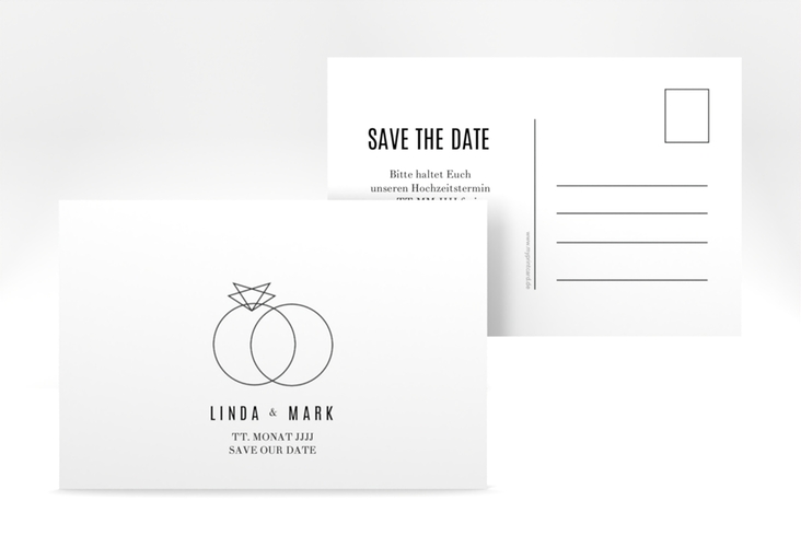 Save the Date-Postkarte Rings A6 Postkarte weiss