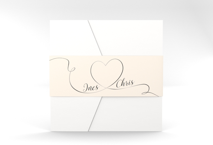 Hochzeitseinladung Dolce Pocketfold beige hochglanz