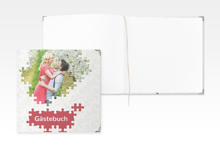 Gästebuch Selection Hochzeit Puzzle Leinen-Hardcover rot