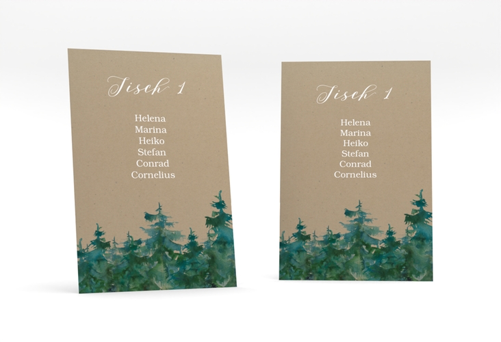 Tischaufsteller Hochzeit Evergreen Tischaufsteller Kraftpapier
