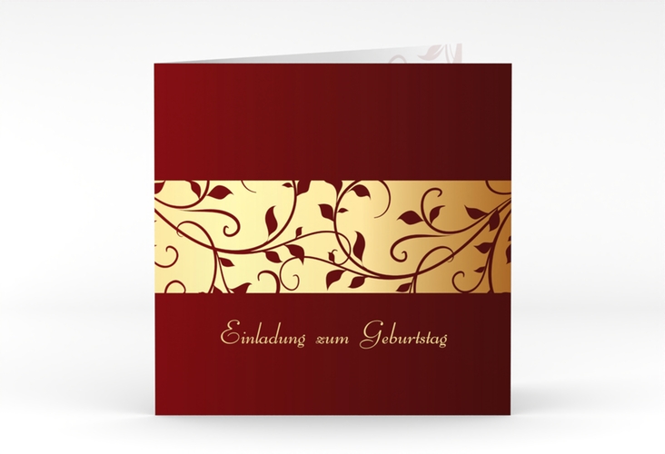 Einladung Geburtstag Hermann/Hermine quadr. Klappkarte gold