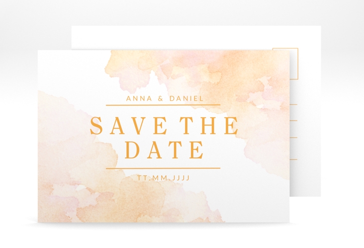 Save the Date-Postkarte "Blush" A6 Postkarte orange