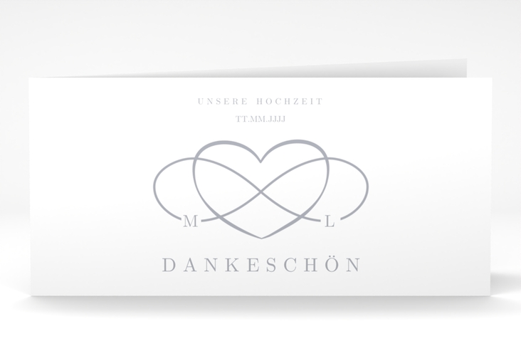 Dankeskarte Hochzeit Infinity lange Klappkarte quer grau hochglanz