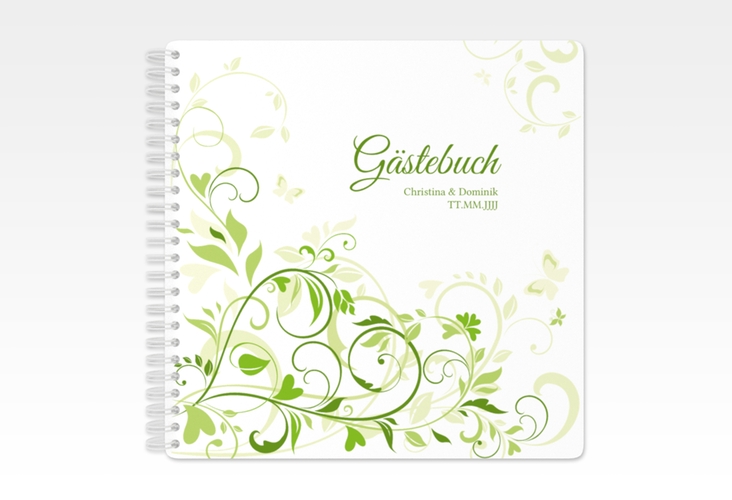 Gästebuch Hochzeit Lilly Ringbindung gruen