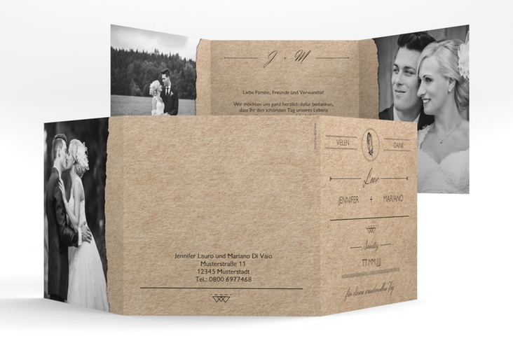 Dankeskarte Hochzeit Colorado quadr. Doppel-Klappkarte Kraftpapier hochglanz