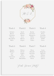 Klick: Details zu Sitzplan Leinwand Hochzeit "Prachtvoll" anzeigen Sitzplan Leinwand Hochzeit Prachtvoll 50 x 70 cm Leinwand weiss
