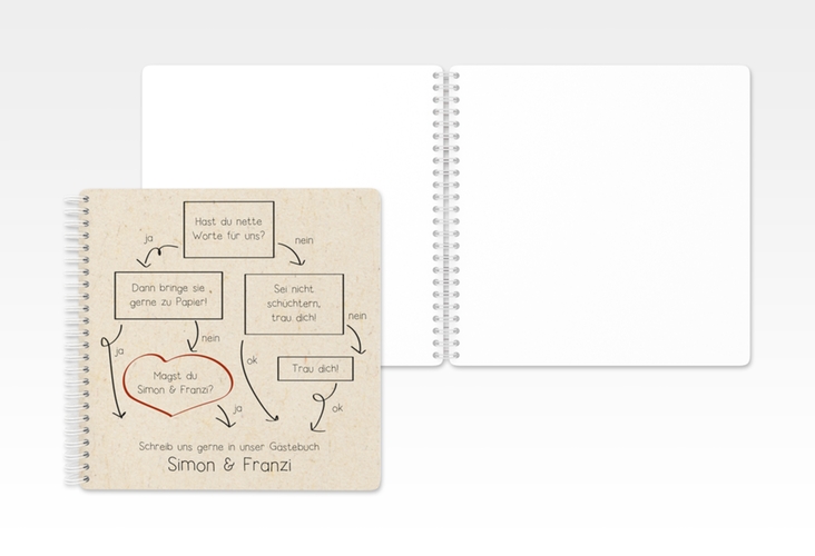 Gästebuch Hochzeit Entscheidung Ringbindung beige