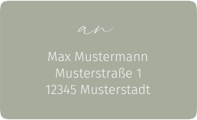 Klick: Details zu Empfängeretikett Hochzeit "Federschrift" anzeigen Empfängeretikett Hochzeit Federschrift 63,5 x 38,1 mm gruen in schlichtem Design mit Kalligrafie