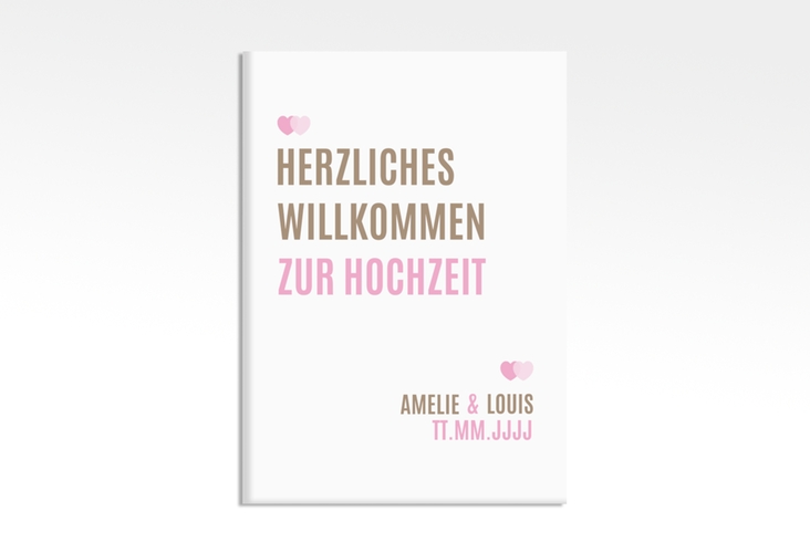 Willkommenschild Hochzeit Couple 50 x 70 cm Leinwand rosa