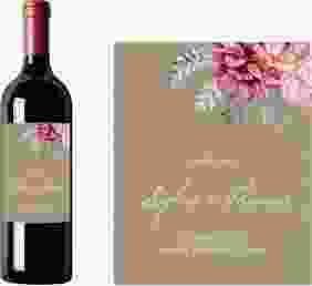 Weinetikett zur Hochzeit Blooming Etikett Weinflasche 4er Set Kraftpapier