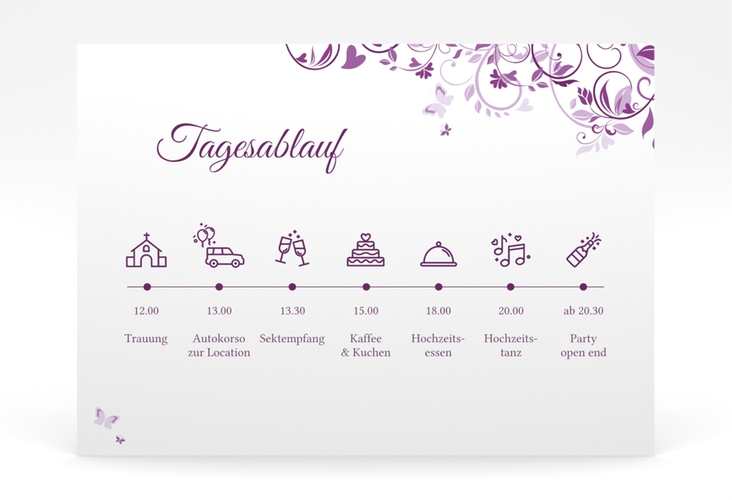 Tagesablauf Poster Hochzeit Lilly 70 x 50 cm Poster lila