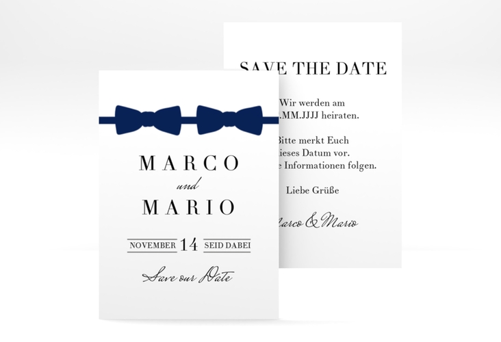 Save the Date-Visitenkarte Suits Visitenkarte hoch blau hochglanz