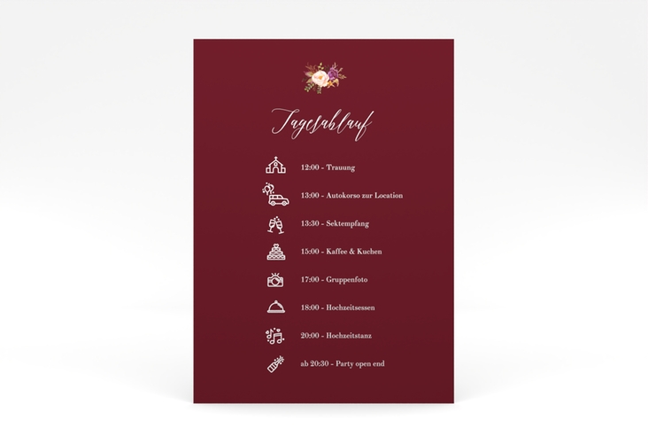 Tagesablauf Poster Hochzeit Prachtvoll 50 x 70 cm Poster rot