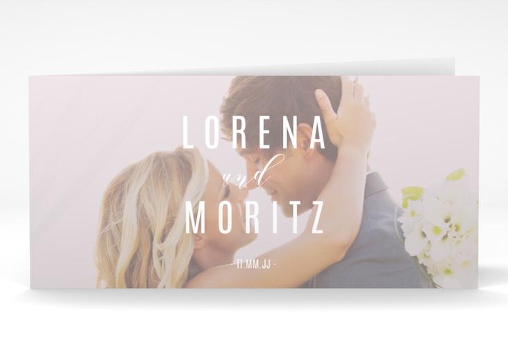 Danksagungskarte Hochzeit Memory lange Klappkarte quer grau hochglanz