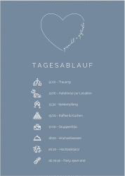 Klick: Details zu Tagesablauf Poster Hochzeit "Lebenstraum" anzeigen Tagesablauf Poster Hochzeit Lebenstraum 50 x 70 cm Poster blau