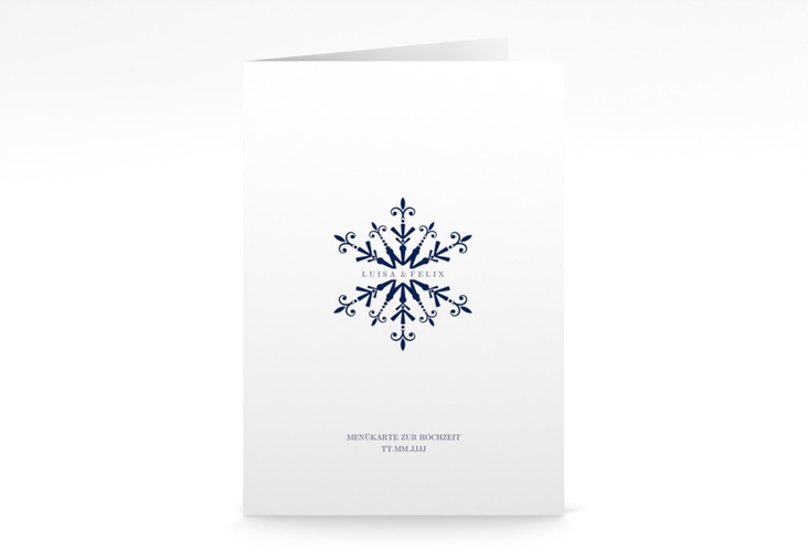 Menükarte Hochzeit Crystal A5 Klappkarte hoch weiss hochglanz mit Eiskristall