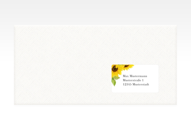 Empfängeretikett Hochzeit Sonnenblume 63,5 x 38,1 mm
