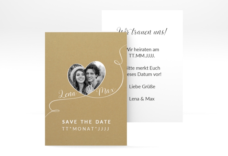 Save the Date-Visitenkarte Herzensbund Visitenkarte hoch weiss hochglanz