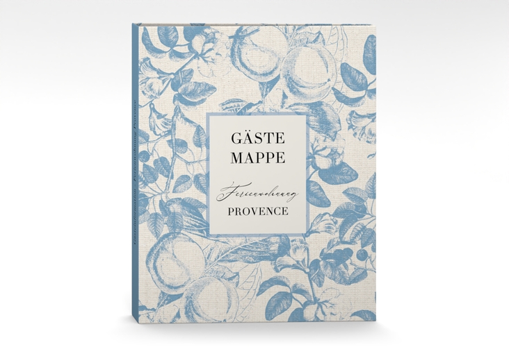 Gästemappe A4 Provence Gästemappe A4 blau mit Blättermuster im Toile-Stil