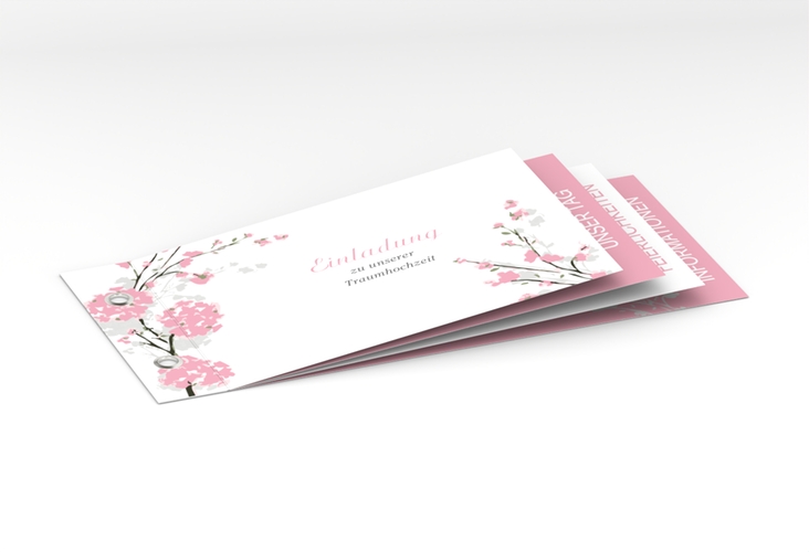 Hochzeitseinladung Salerno Booklet rosa