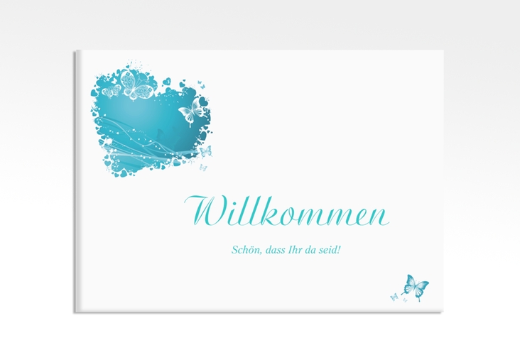 Willkommensschild Leinwand Mailand 70 x 50 cm Leinwand tuerkis