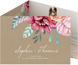 Klick: Details zu Hochzeitseinladung "Blooming" anzeigen Hochzeitseinladung Blooming A6 Doppel-Klappkarte Kraftpapier