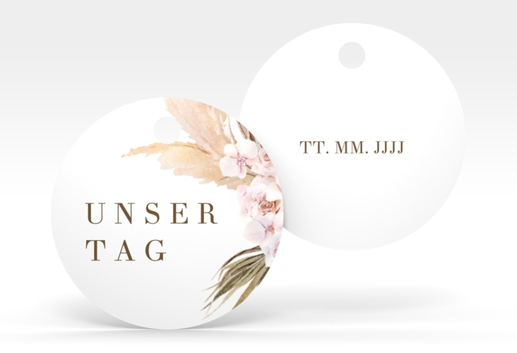 Geschenkanhänger Hochzeit Nude Geschenkanhänger, rund weiss