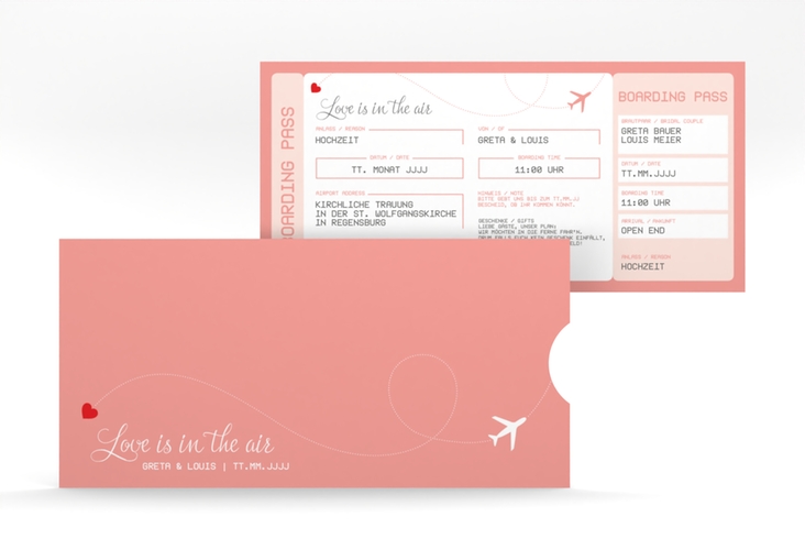 Hochzeitseinladung Weddingpass Einsteckkarte rosa