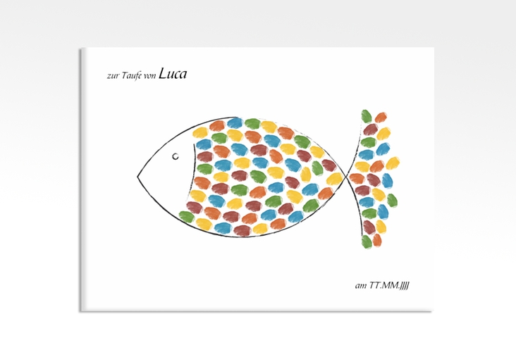 Fingerabdruck-Leinwand Fischsymbol (bis 60 Gäste) 40 x 30 cm