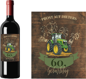 Weinflaschen-Etikett Bulldog Etikett Weinflasche 4er Set braun