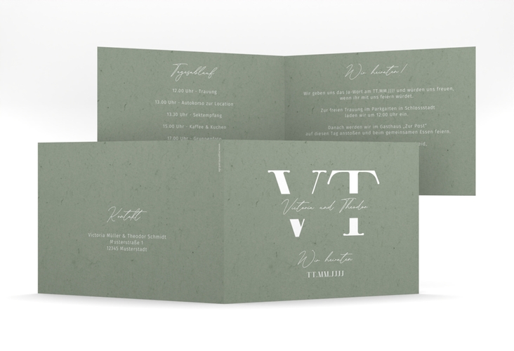 Hochzeitseinladung Everlasting mittlere Klappkarte quer hochglanz mit großen Initialen