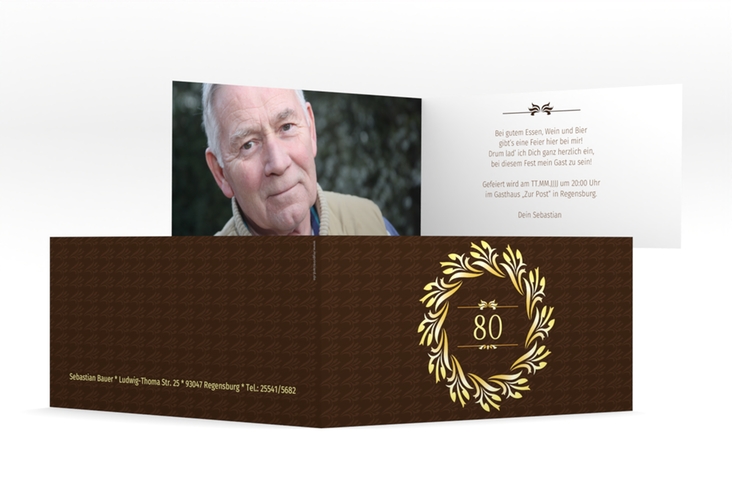 Einladung 80. Geburtstag Manfred lange Klappkarte quer