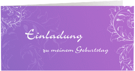 Einladung Geburtstag Peter/Petra lange Klappkarte quer lila