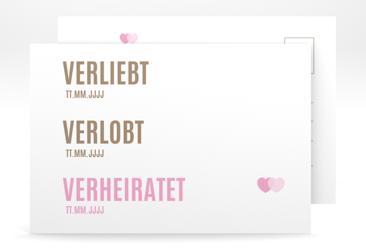 Antwortkarte Hochzeit Couple A6 Postkarte rosa