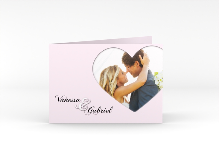 Danksagungskarte Hochzeit Sweetheart A6 Klappkarte quer rosa