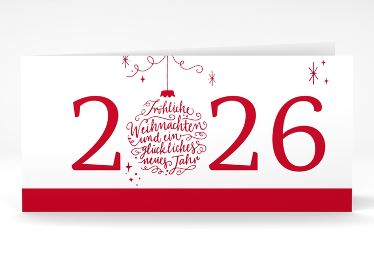 Geschäftliche Weihnachtskarte Typoart lange Klappkarte quer