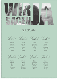 Sitzplan Leinwand Hochzeit Letters 50 x 70 cm Leinwand mint