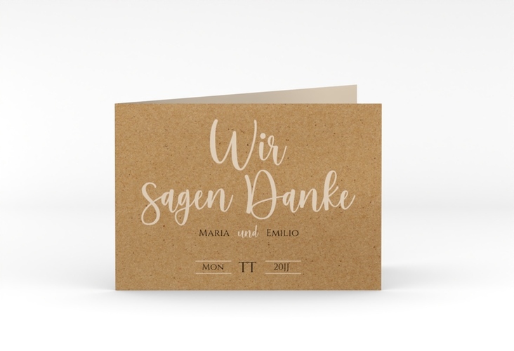 Danksagungskarte Hochzeit Noble A6 Klappkarte quer hochglanz mit elegantem Schriftzug