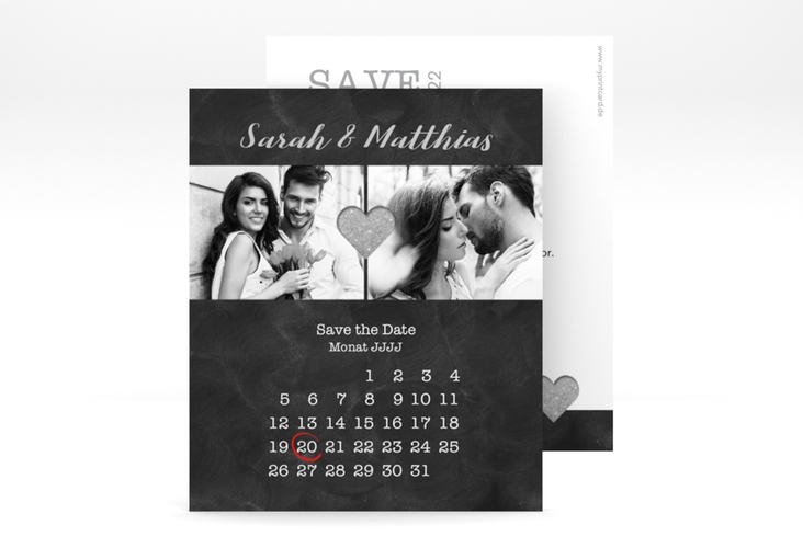 Save the Date-Kalenderblatt Sparkly Kalenderblatt-Karte grau hochglanz