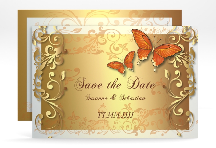 Save the Date-Karte Hochzeit "Toulouse" DIN A6 quer orange