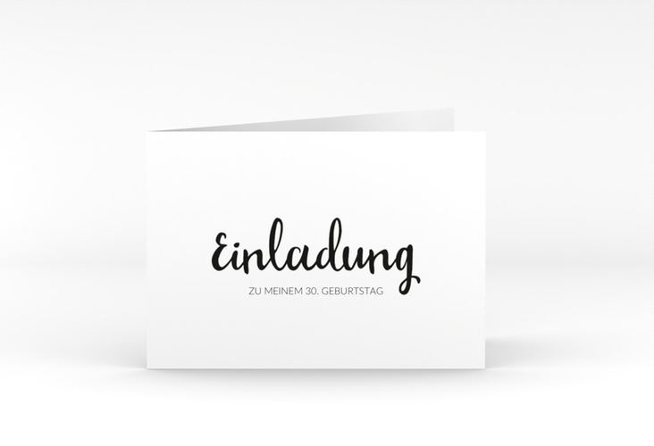 Einladung Geburtstag Handwriting A6 Klappkarte quer schwarz