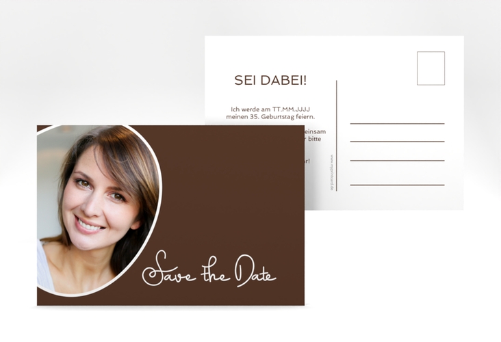 Save the Date-Postkarte Geburtstag Swing A6 Postkarte braun