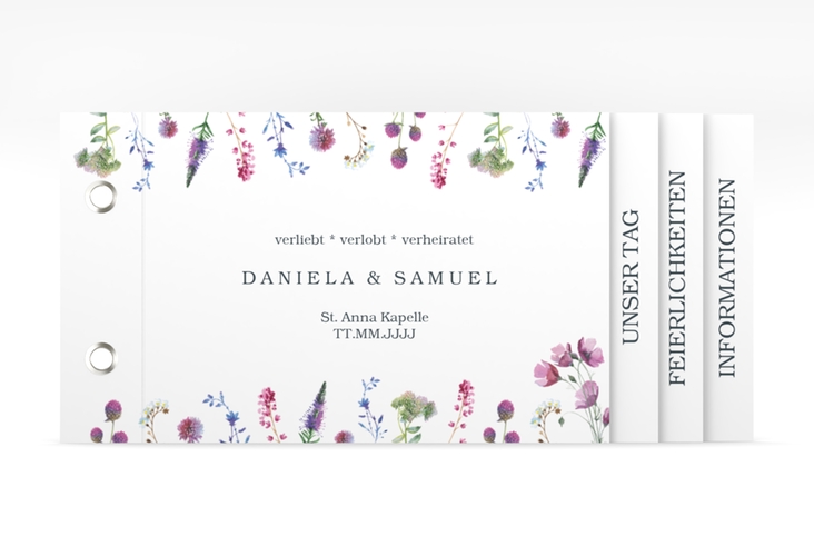 Hochzeitseinladung Wildblumen Booklet weiss