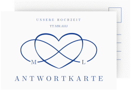 Klick: Details zu Antwortkarte Hochzeit "Infinity" anzeigen Antwortkarte Hochzeit Infinity A6 Postkarte blau