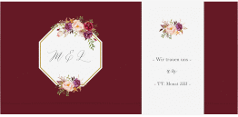 Klick: Details zu Hochzeitseinladung "Prachtvoll" anzeigen Hochzeitseinladung Prachtvoll Wickelfalzkarte + Banderole rot