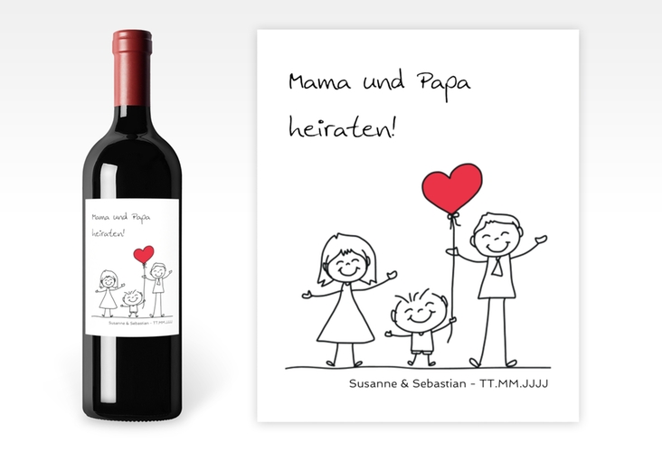 Weinetikett zur Hochzeit Family Etikett Weinflasche 4er Set