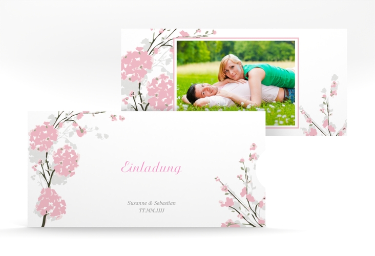 Hochzeitseinladung Salerno Einsteckkarte rosa hochglanz